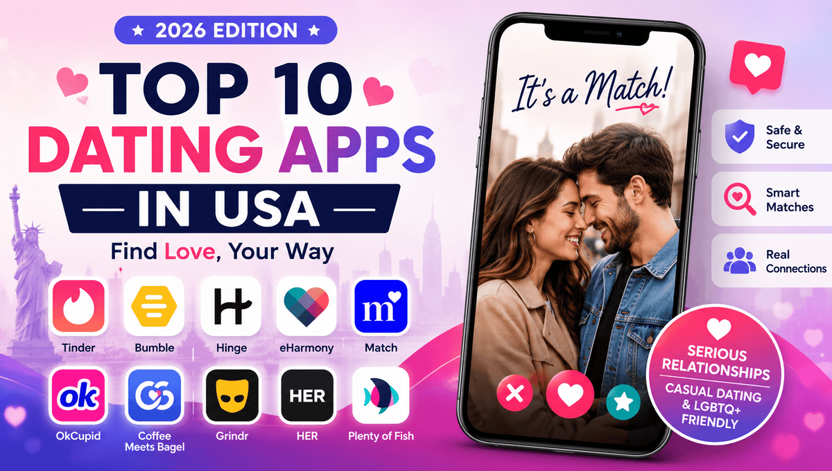 Top 10 Dating Apps in USA 2026: Best Apps for Serious Relationships, Casual Dating & Online Dating